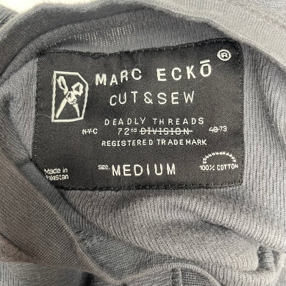 MARC ECKO Cut & Sew Deadly Threads Military Cargo Long Sleeve Shirt Grey Med Y2K - Picture 10 of 13